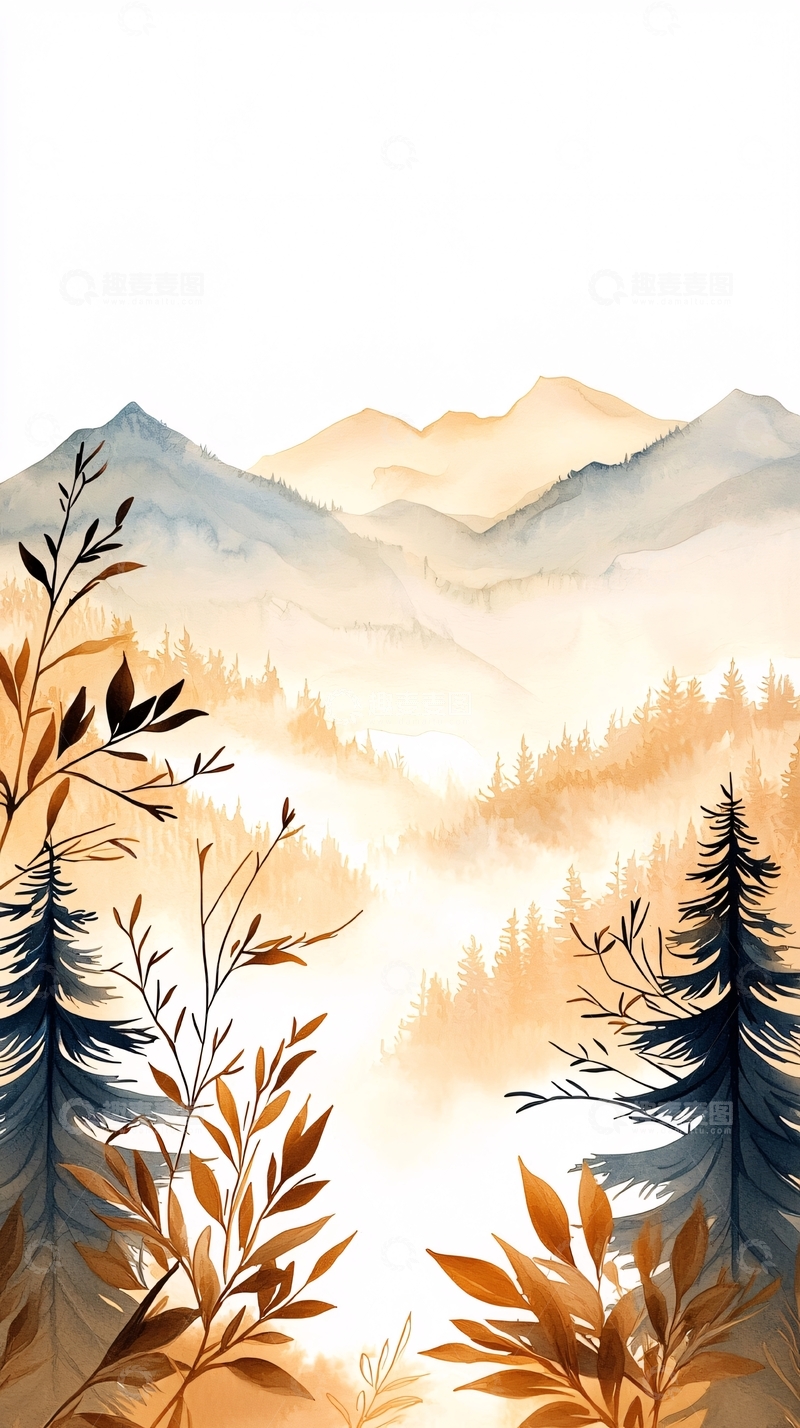 高清大图下载【趣麦麦图】秋日山林雾景