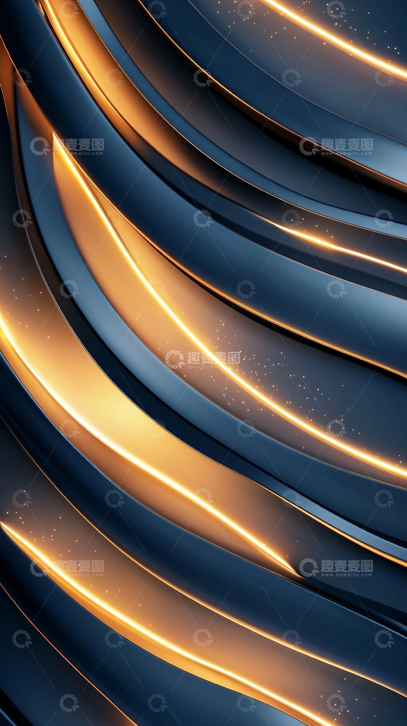 高清大图下载【趣麦麦图】金色波浪线条抽象背景