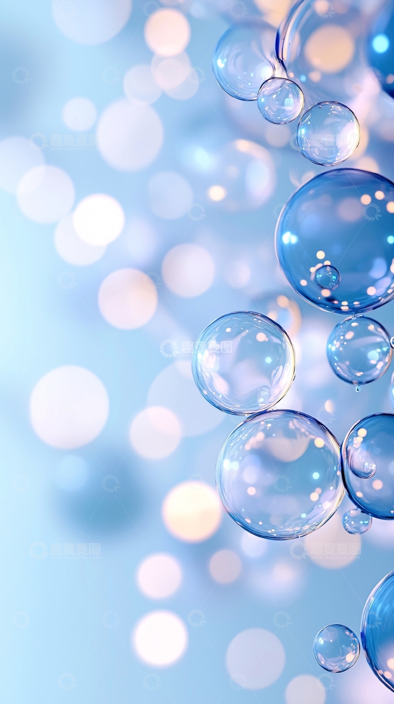 高清大图下载【趣麦麦图】蓝色泡泡背景素材