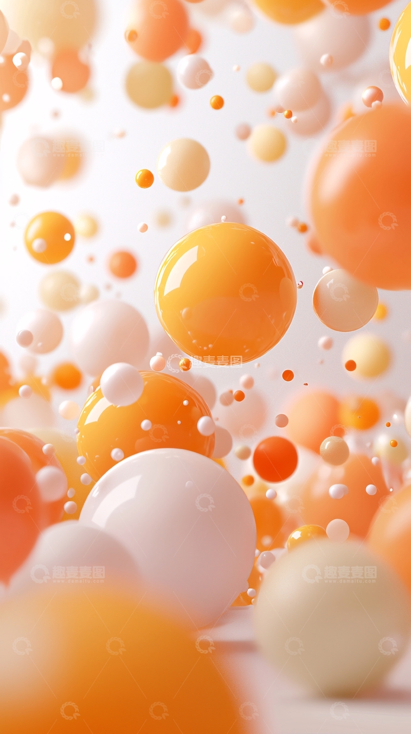高清大图下载【趣麦麦图】橙白渐变球体抽象背景