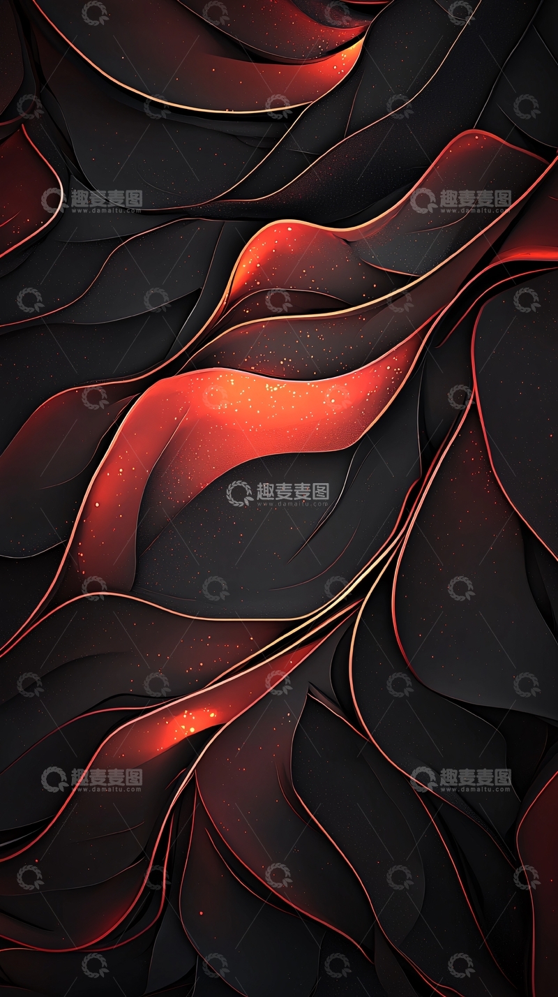 高清大图下载【趣麦麦图】红色波浪抽象艺术背景