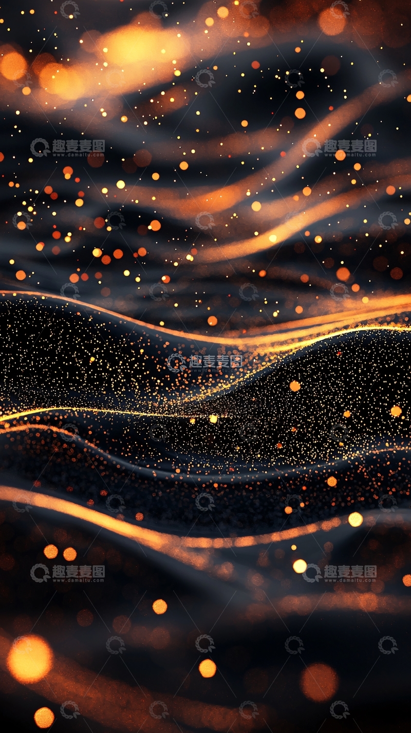 高清大图下载【趣麦麦图】金色粒子流动背景