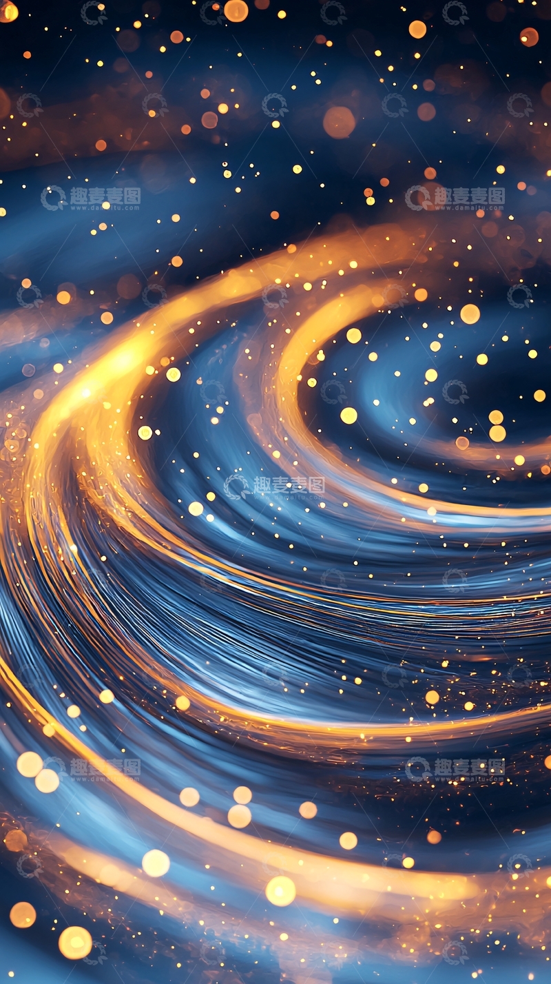 高清大图下载【趣麦麦图】金色光点旋转星空背景