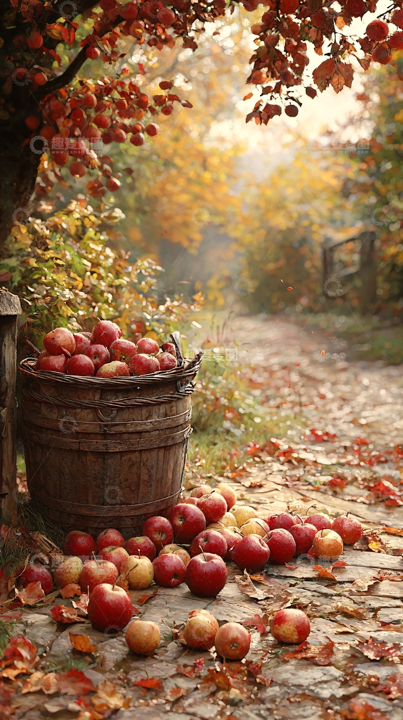高清大图下载【趣麦麦图】秋日苹果丰收场景