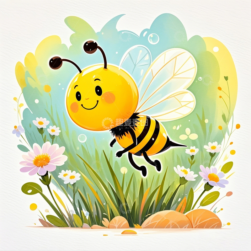 卡通手绘插画小蜜蜂