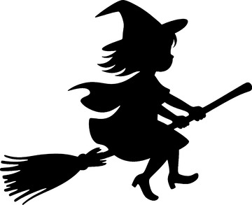 AICG卡通小魔女巫女剪影人物素材