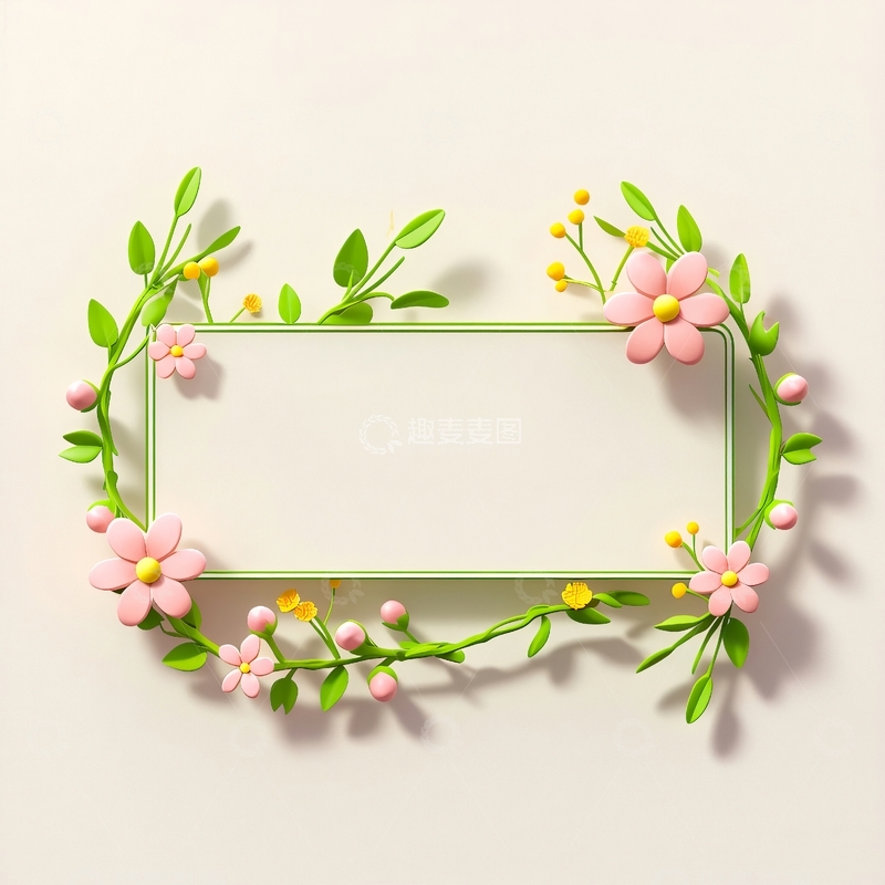 高清大图下载【趣麦麦图】春天主题3D立体花卉边框4