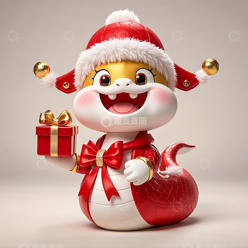 高清大图下载【趣麦麦图】Q版3D卡通招财蛇年吉祥物1