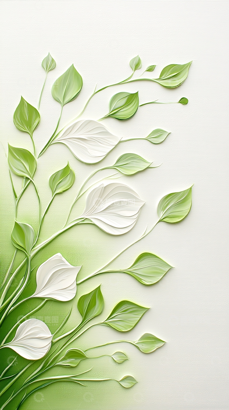 高清大图下载【趣麦麦图】绿色植物立体剪纸风格插画