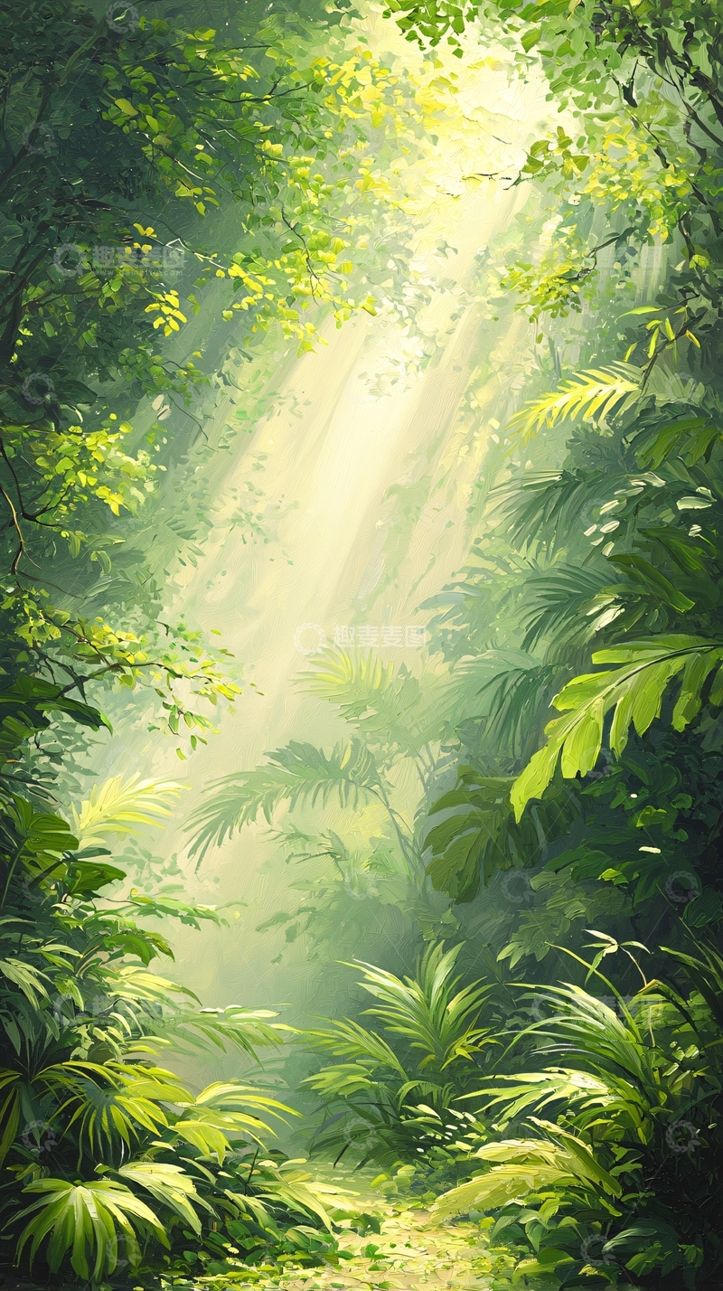 高清大图下载【趣麦麦图】阳光穿透丛林自然风景