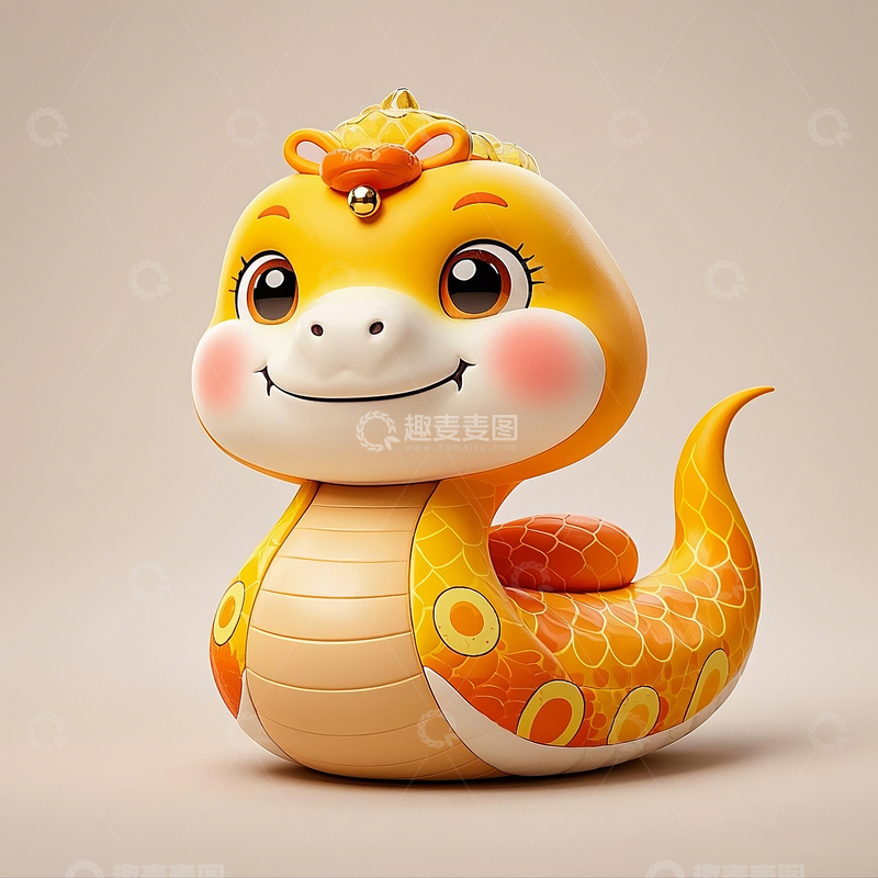 高清大图下载【趣麦麦图】Q版3D卡通招财蛇年吉祥物