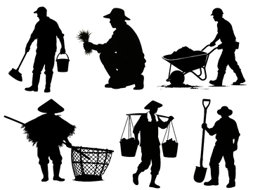 五一劳动者剪影素材