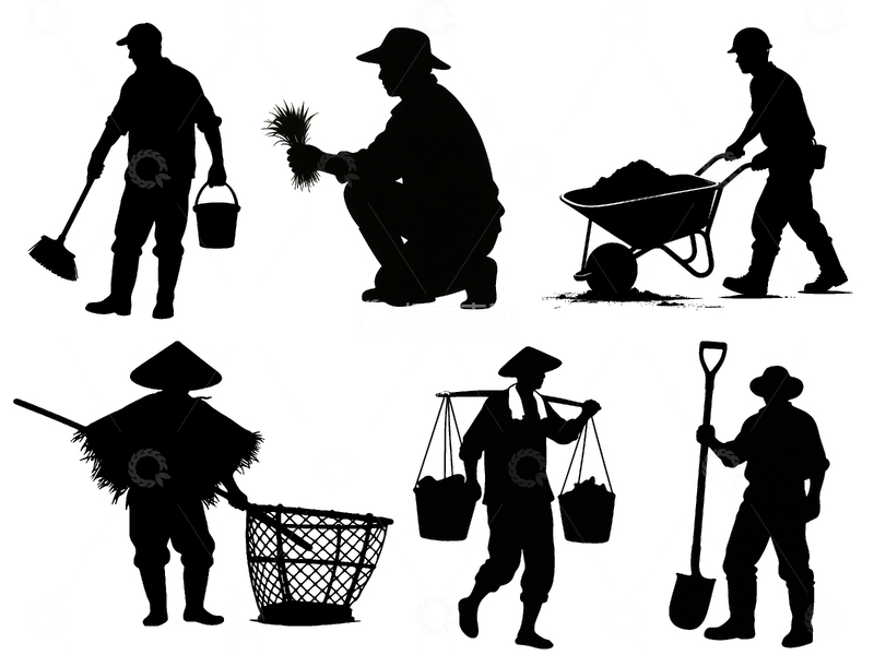 五一劳动者剪影素材