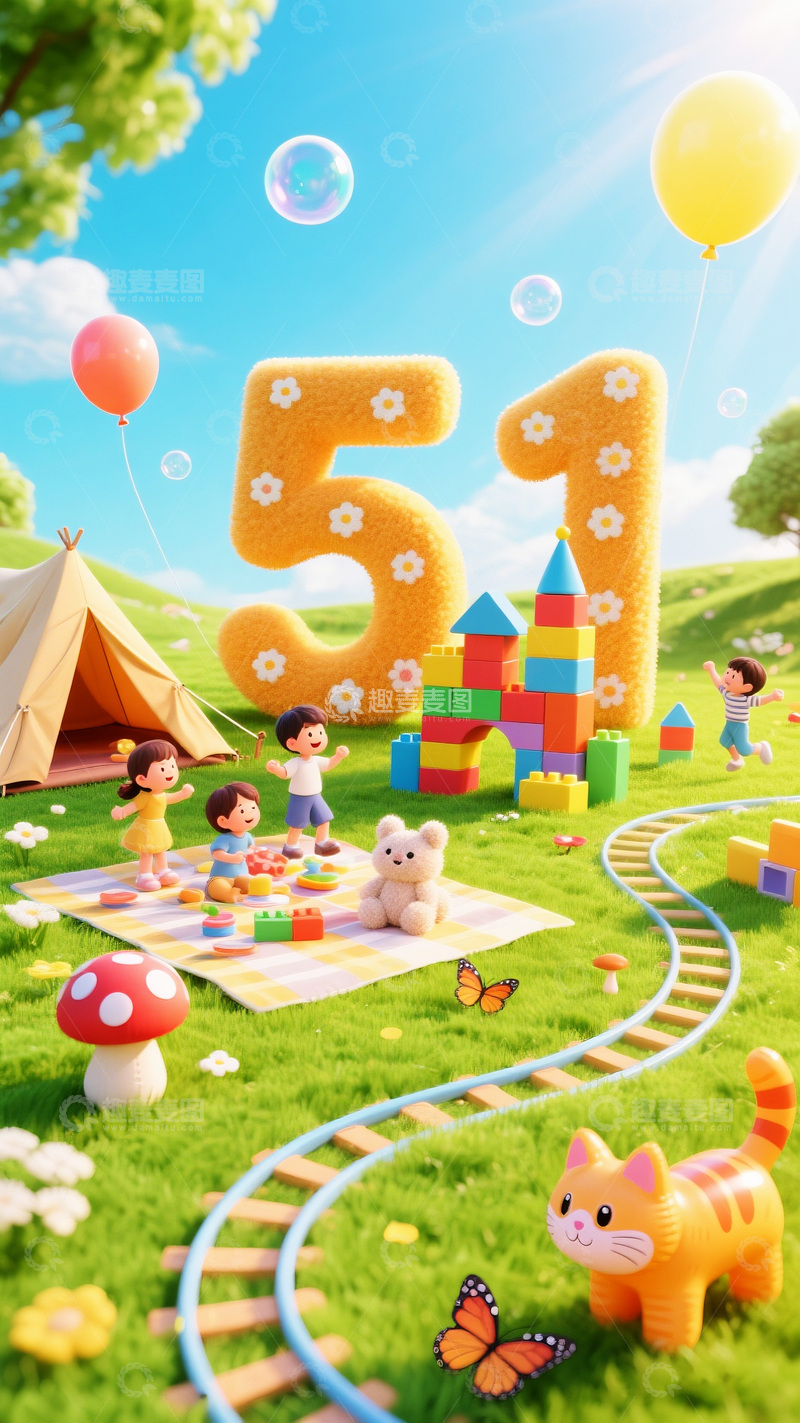 高清大图下载【趣麦麦图】51劳动节五一海报背景1