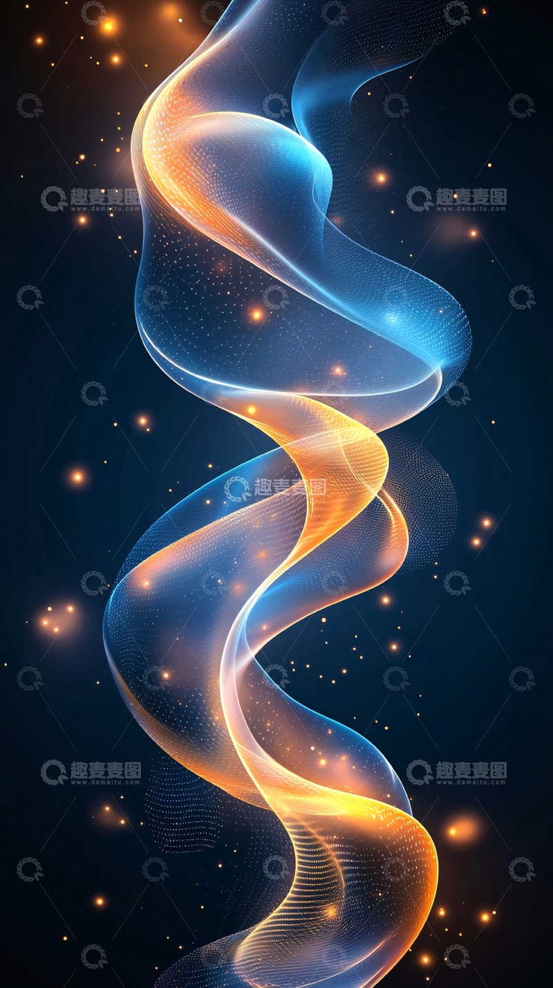 高清大图下载【趣麦麦图】蓝色橙色螺旋光效背景