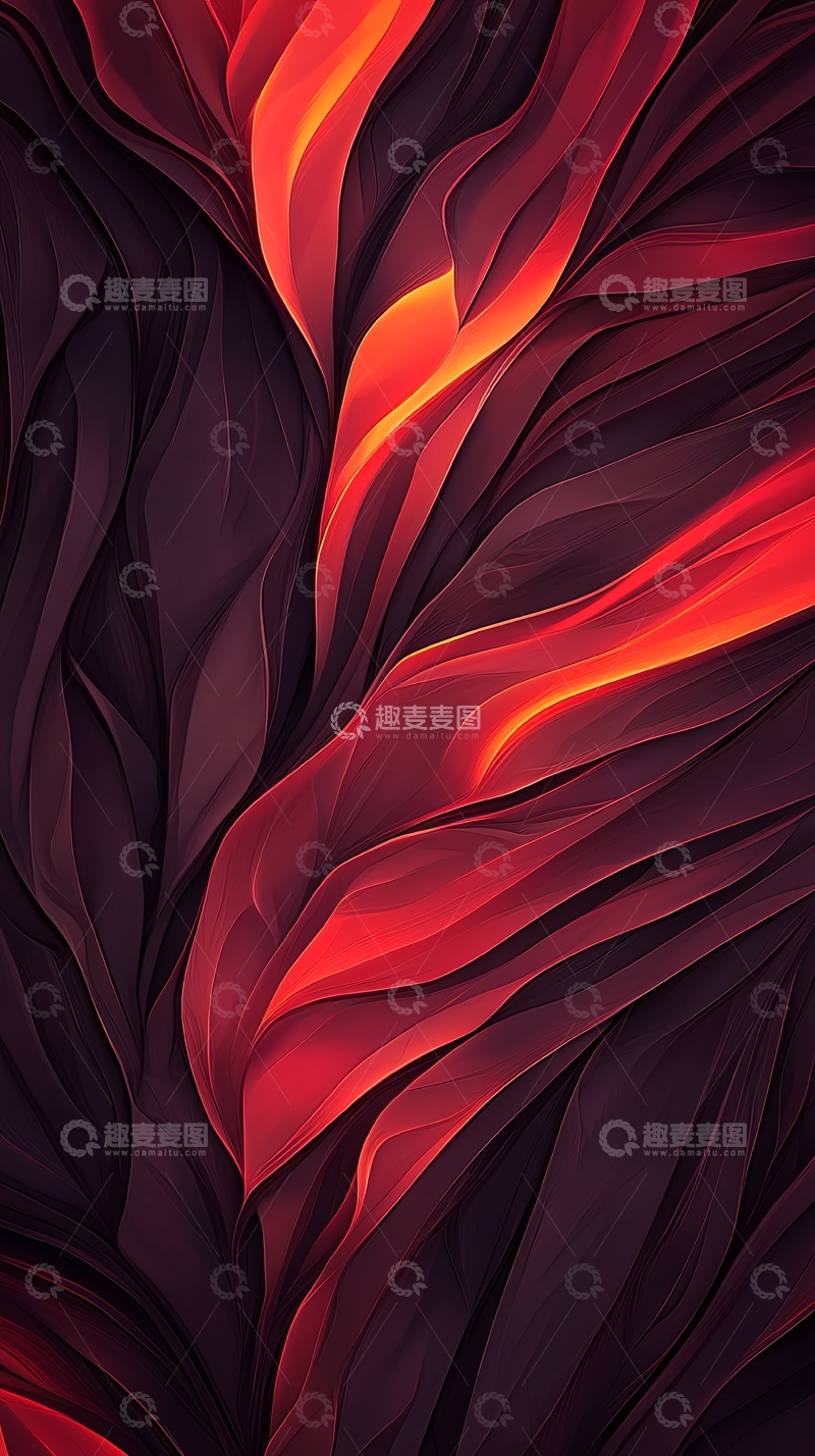 高清大图下载【趣麦麦图】抽象红色渐变流动线条背景