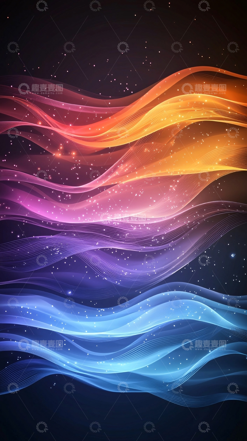 高清大图下载【趣麦麦图】色彩渐变波浪线条背景图