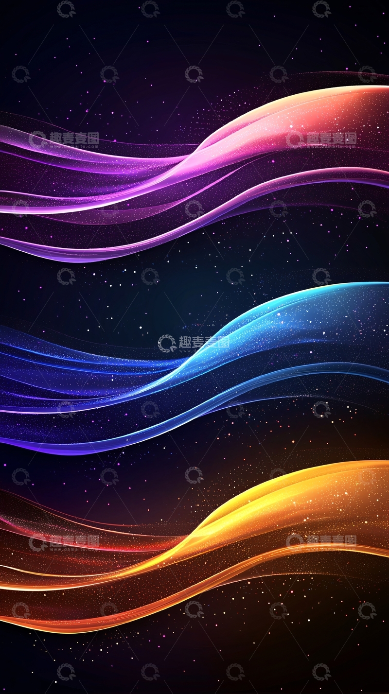 高清大图下载【趣麦麦图】梦幻波浪星空背景素材