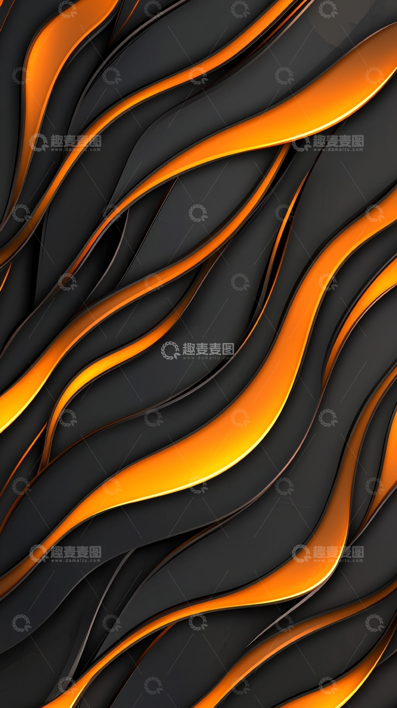 高清大图下载【趣麦麦图】橙黑渐变波浪抽象背景