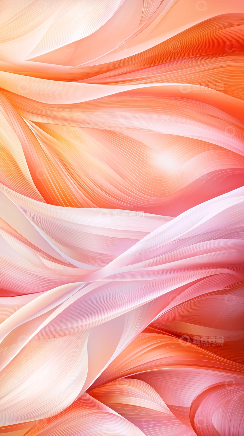 高清大图下载【趣麦麦图】抽象橙粉色渐变波浪纹理背景