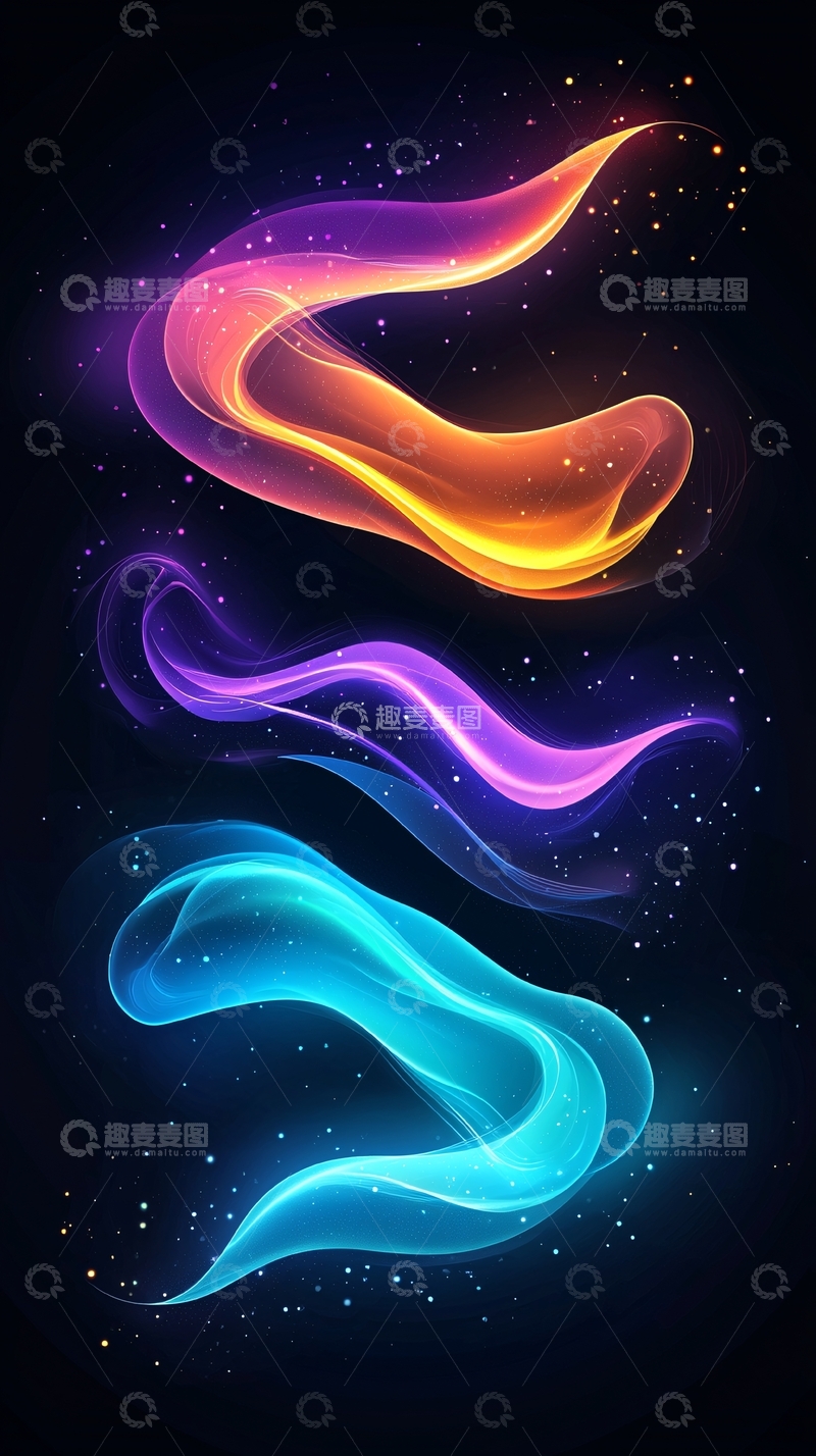 高清大图下载【趣麦麦图】梦幻色彩流动线条背景图