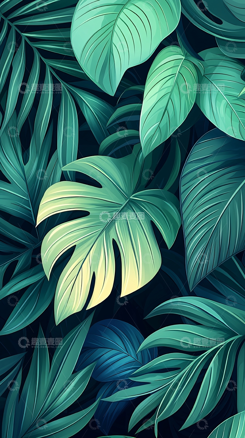 高清大图下载【趣麦麦图】热带植物叶子背景图