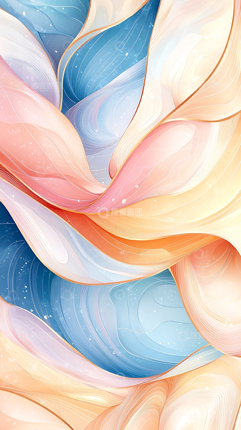 高清大图下载【趣麦麦图】抽象波浪线条艺术背景