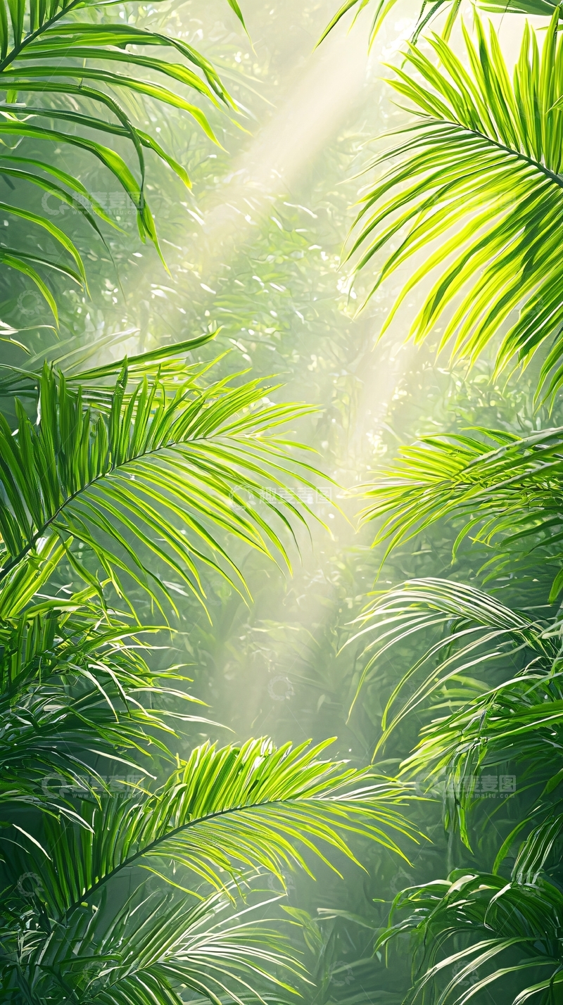 高清大图下载【趣麦麦图】热带雨林阳光穿透树叶