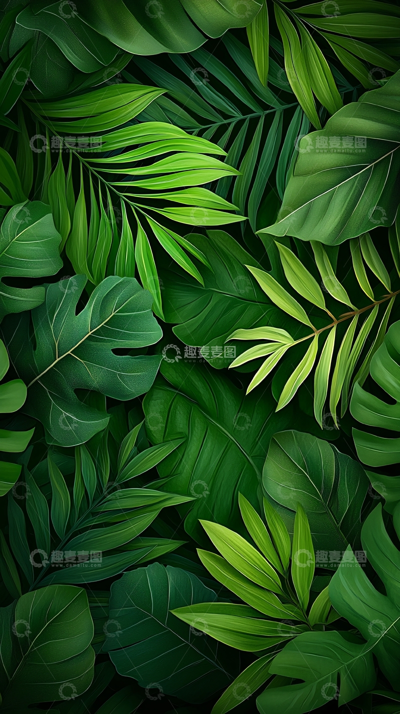 高清大图下载【趣麦麦图】热带雨林植物叶子背景图