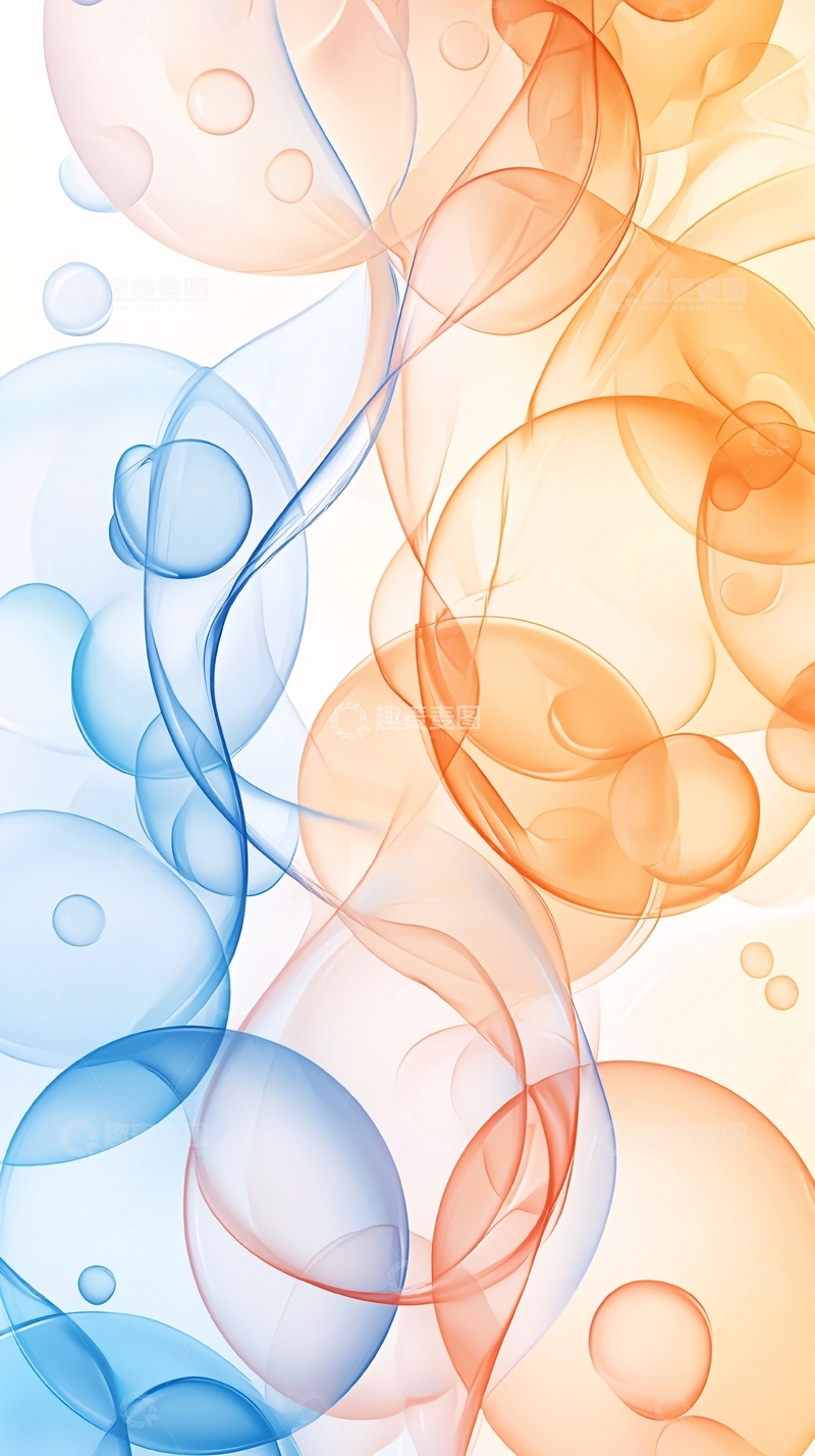 高清大图下载【趣麦麦图】蓝色橙色抽象气泡背景图