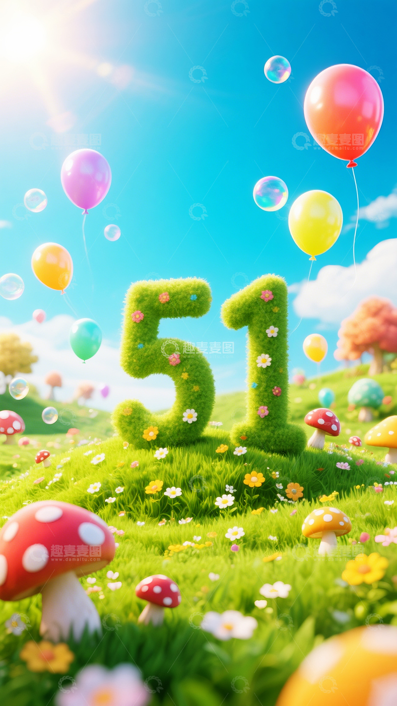 高清大图下载【趣麦麦图】51劳动节五一海报背景13