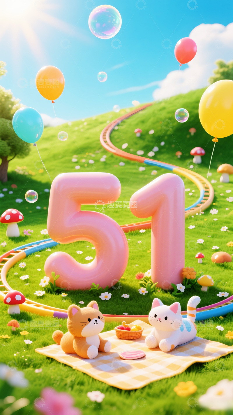 高清大图下载【趣麦麦图】51劳动节五一海报背景10