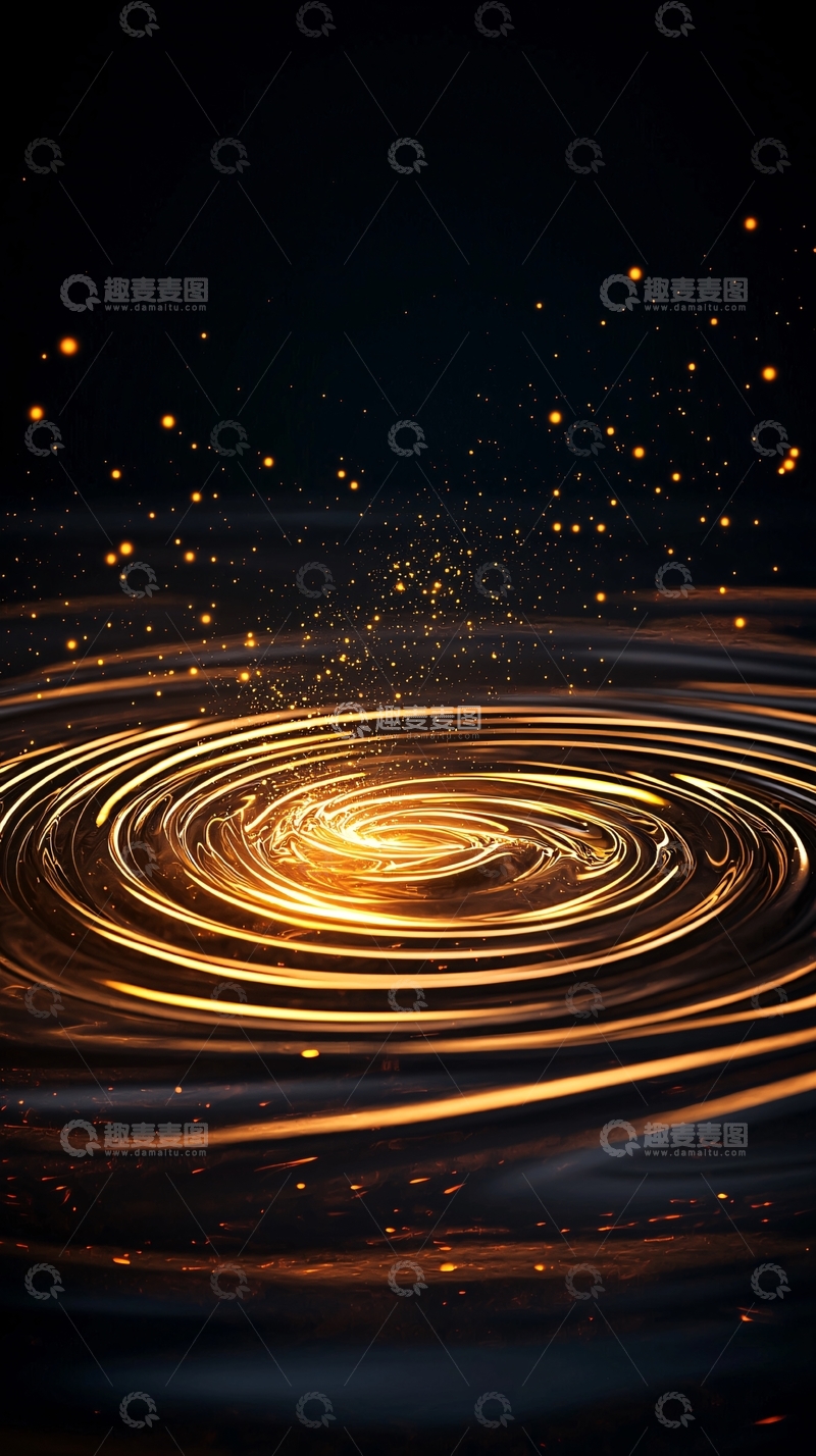 高清大图下载【趣麦麦图】金色涟漪与飞舞粒子