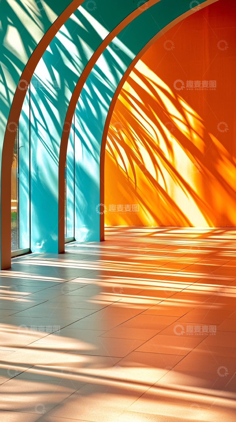 高清大图下载【趣麦麦图】光影交错的彩色走廊