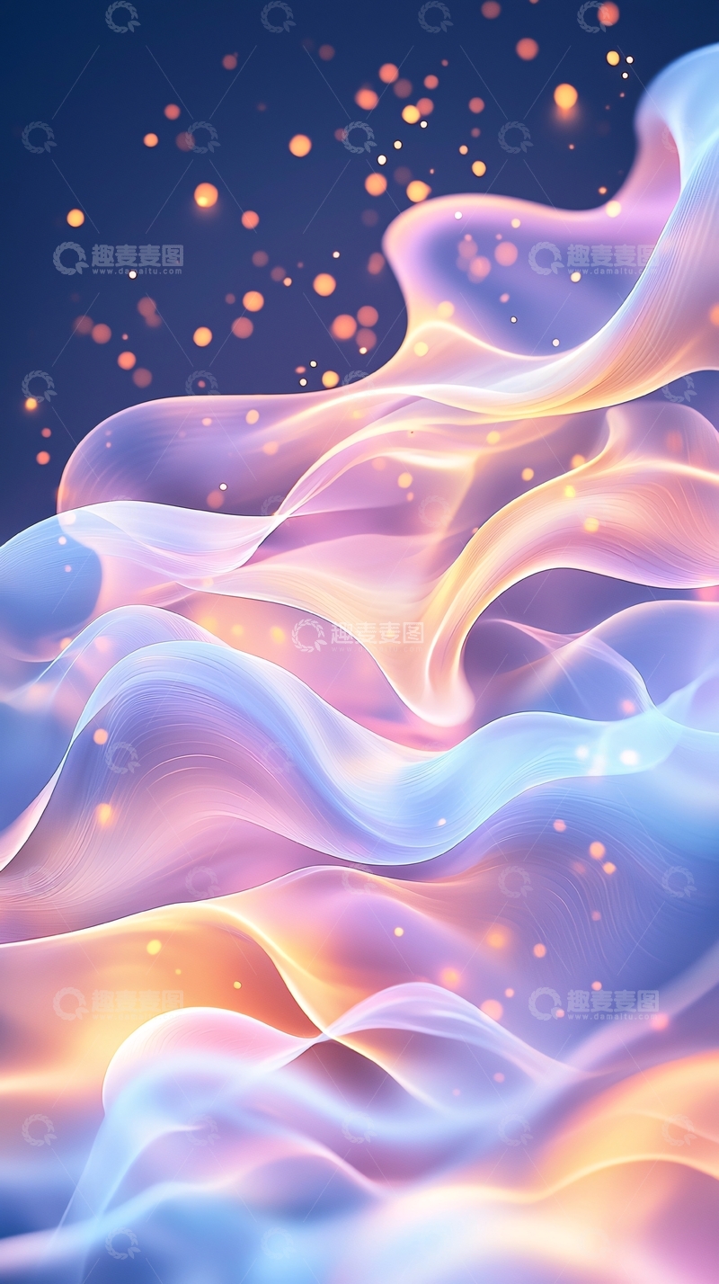 高清大图下载【趣麦麦图】梦幻波浪光影抽象背景