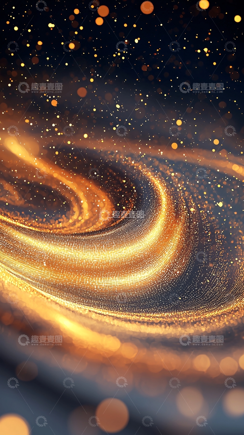高清大图下载【趣麦麦图】金色漩涡星空背景图