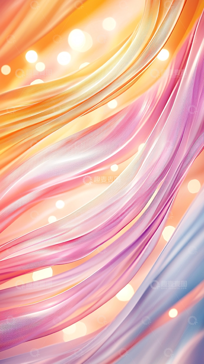 高清大图下载【趣麦麦图】梦幻色彩流动线条背景