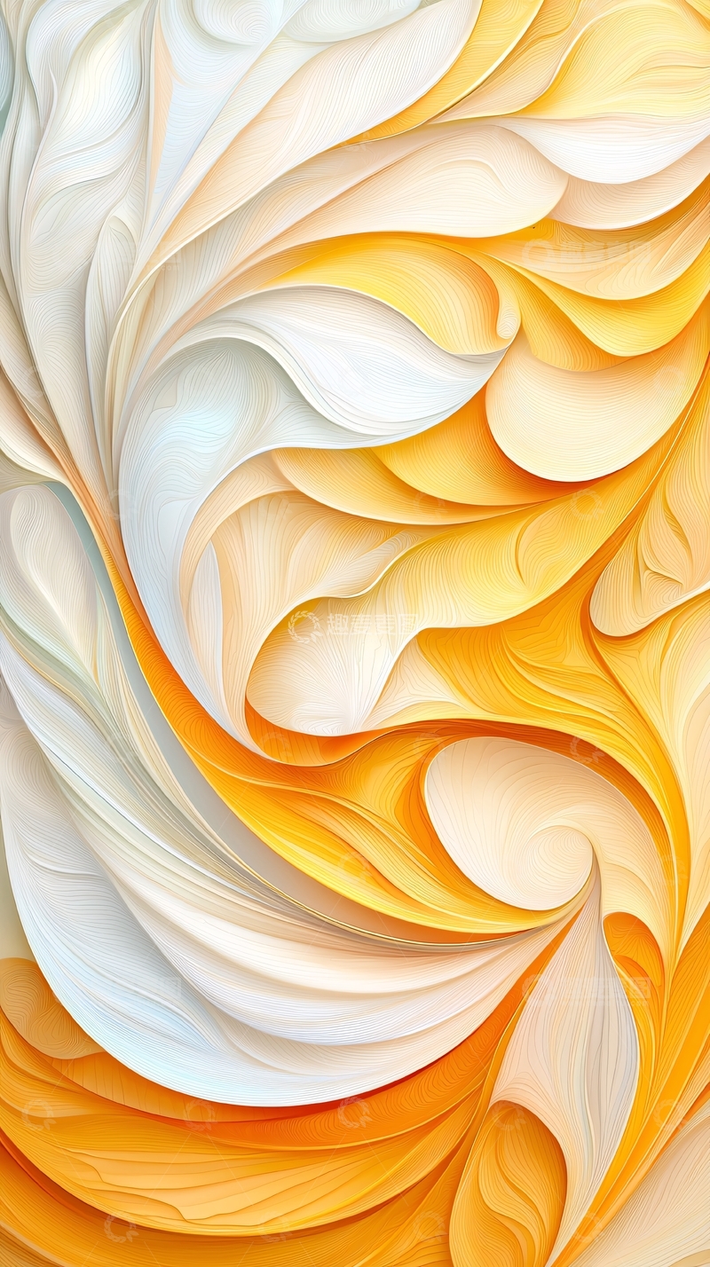 高清大图下载【趣麦麦图】抽象橙色渐变流动线条背景
