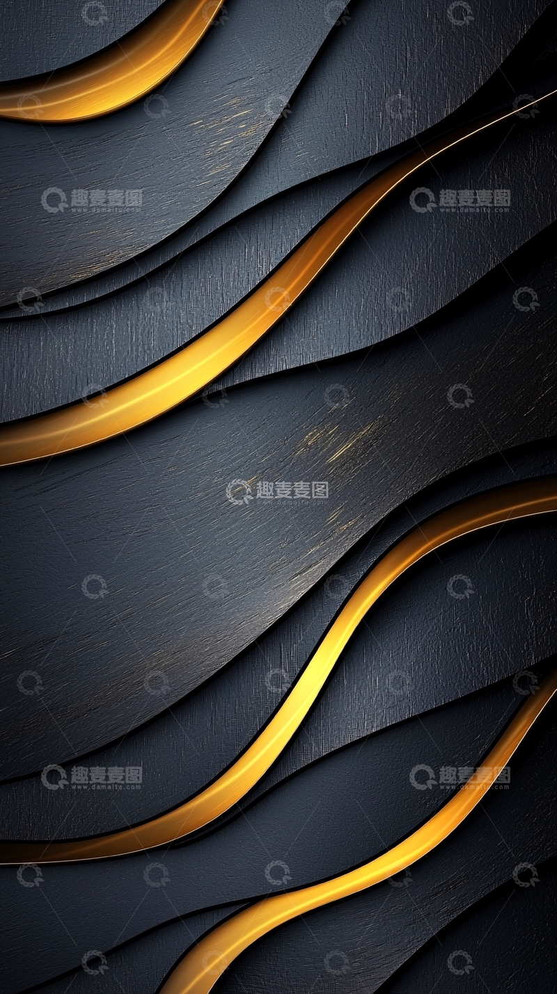高清大图下载【趣麦麦图】金色波浪线条抽象背景