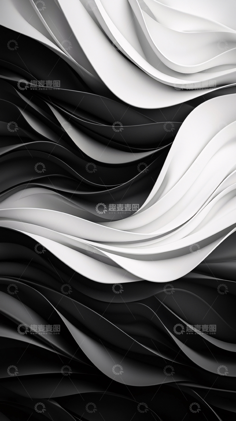 高清大图下载【趣麦麦图】黑白波浪抽象艺术背景