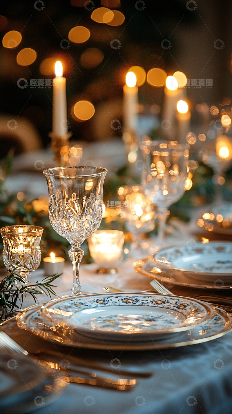高清大图下载【趣麦麦图】烛光晚餐浪漫餐桌布置