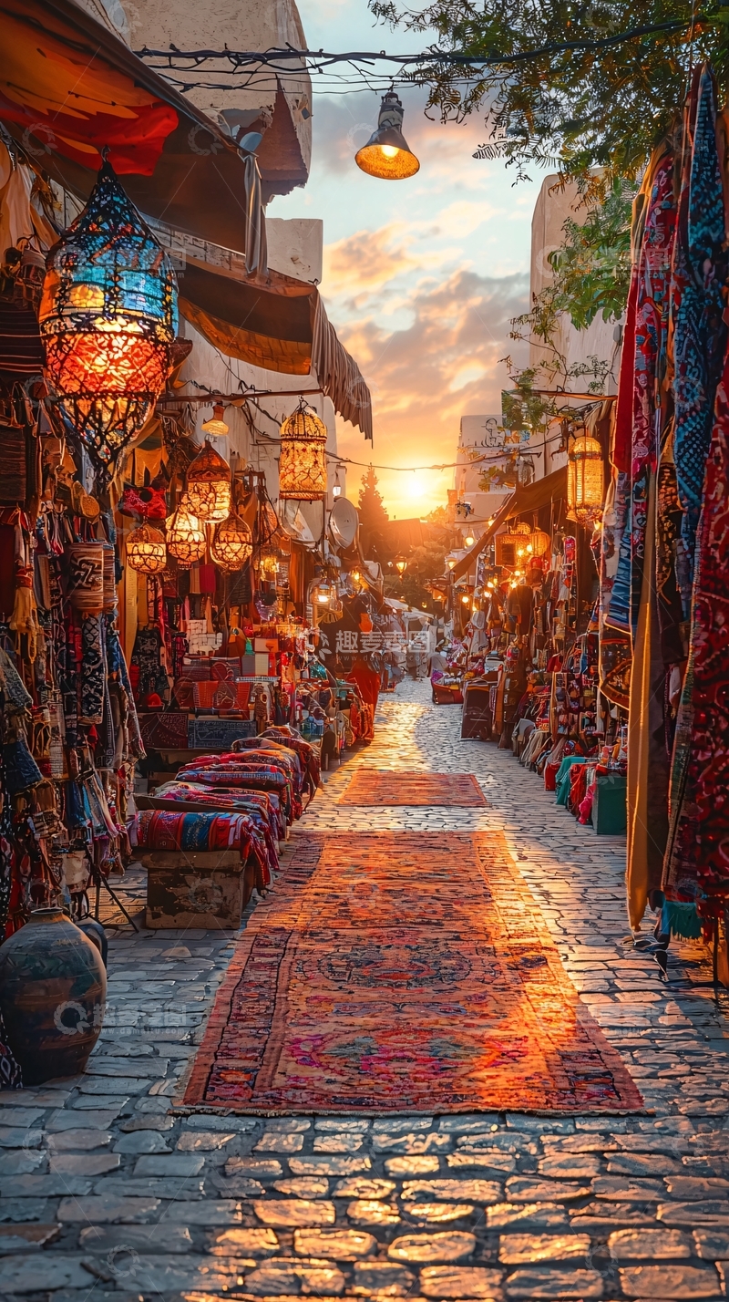 夕阳下的中东市场