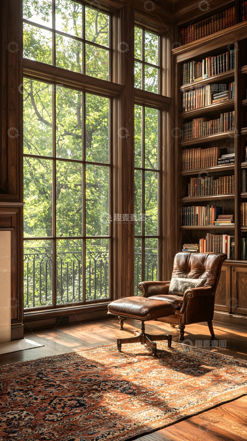 高清大图下载【趣麦麦图】阳光洒满书房的宁静角落