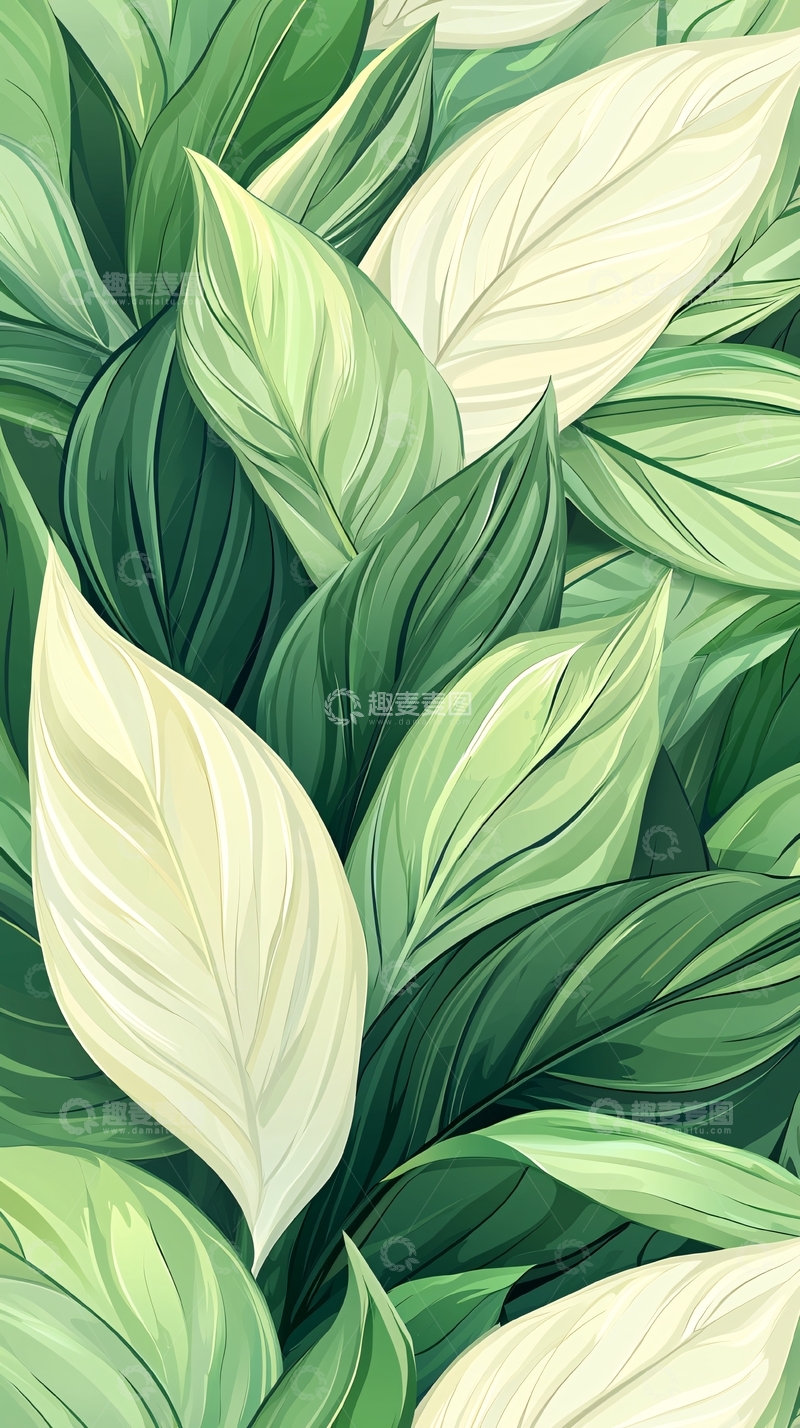 高清大图下载【趣麦麦图】绿色植物叶子背景图