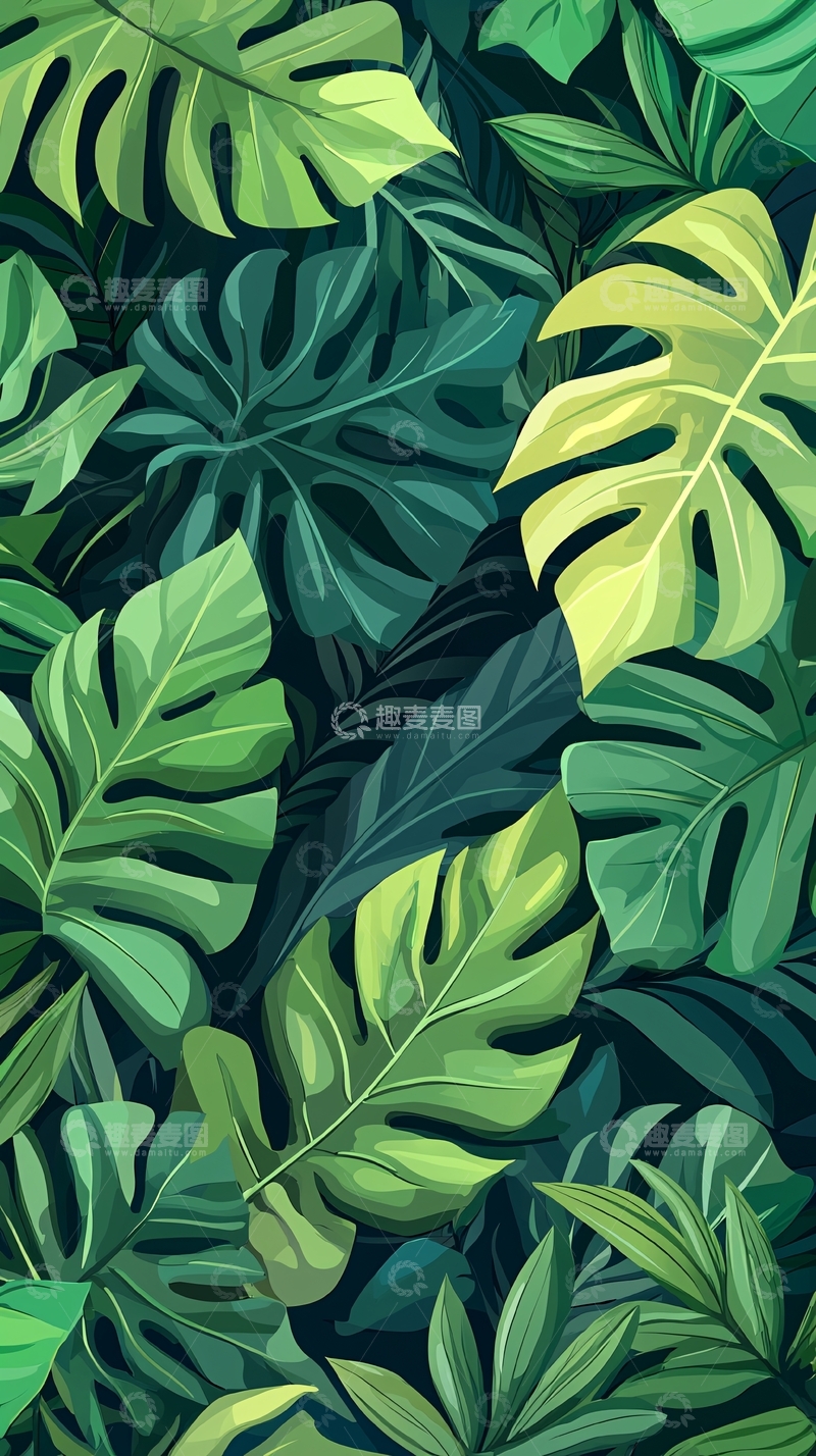 高清大图下载【趣麦麦图】热带植物叶子背景图