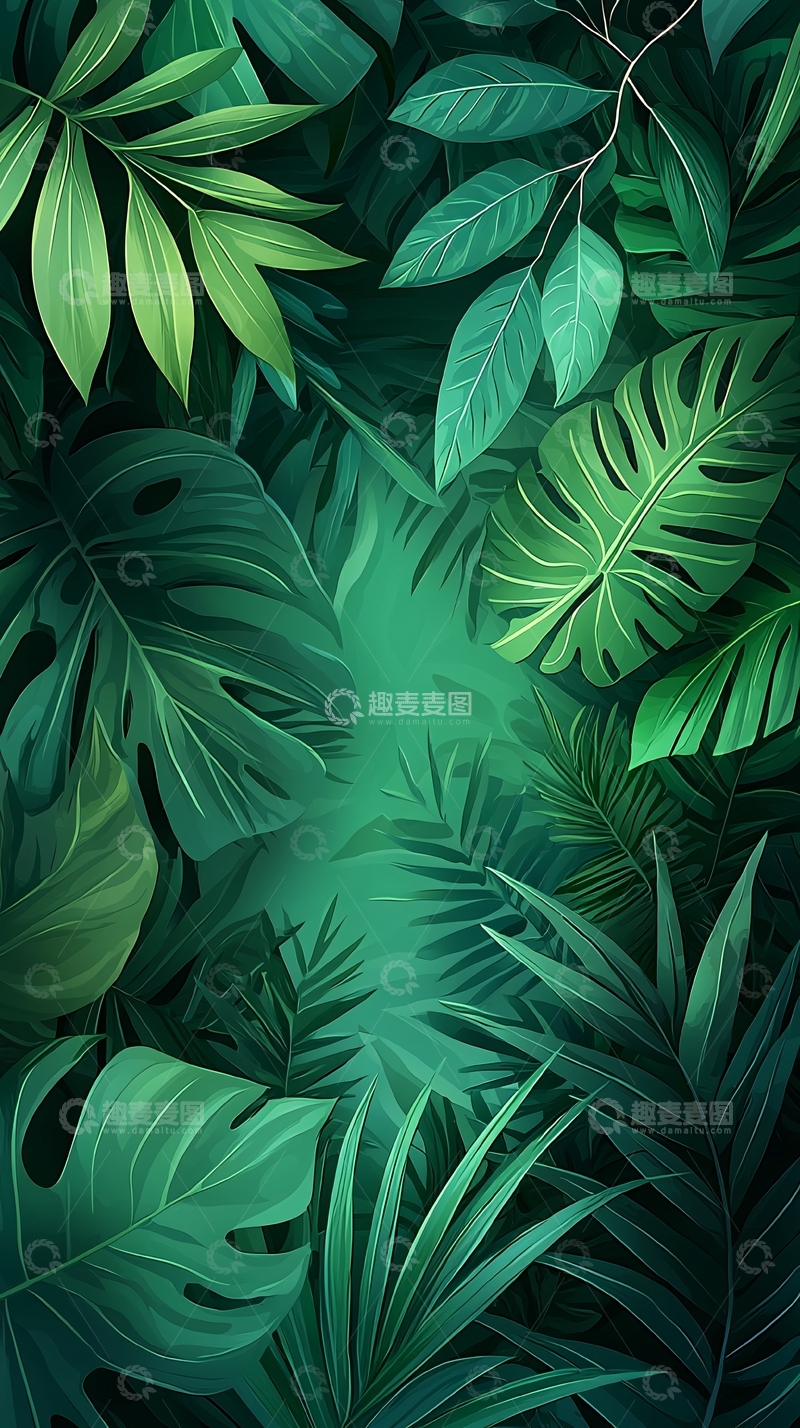 高清大图下载【趣麦麦图】热带雨林植物背景图