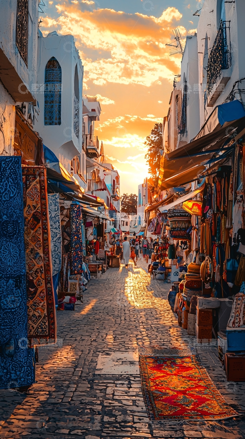 夕阳下的中东市场