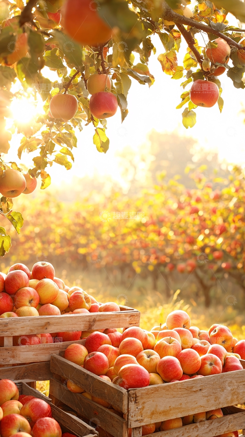 高清大图下载【趣麦麦图】秋日果园丰收苹果