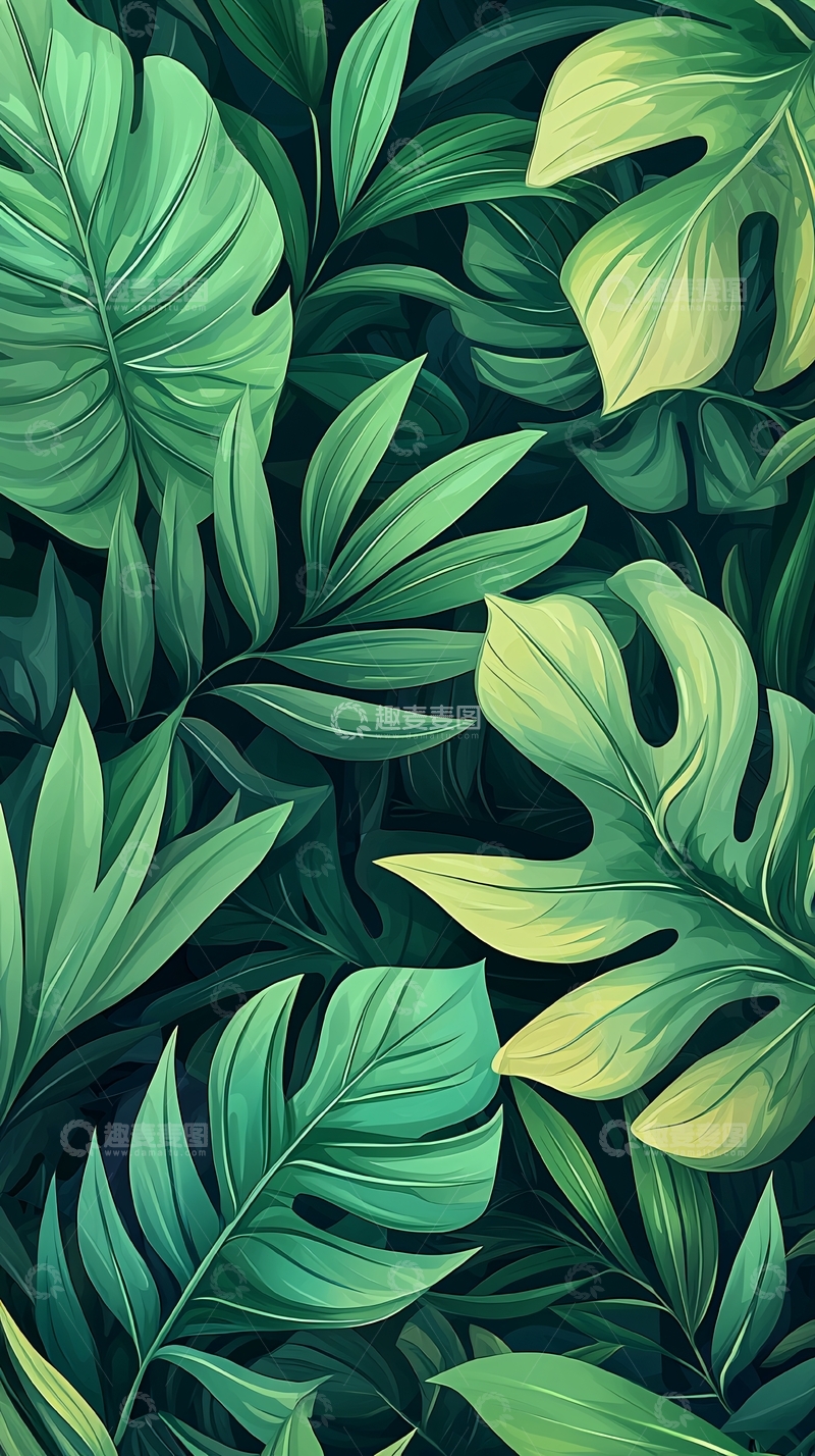 高清大图下载【趣麦麦图】热带植物叶子背景图