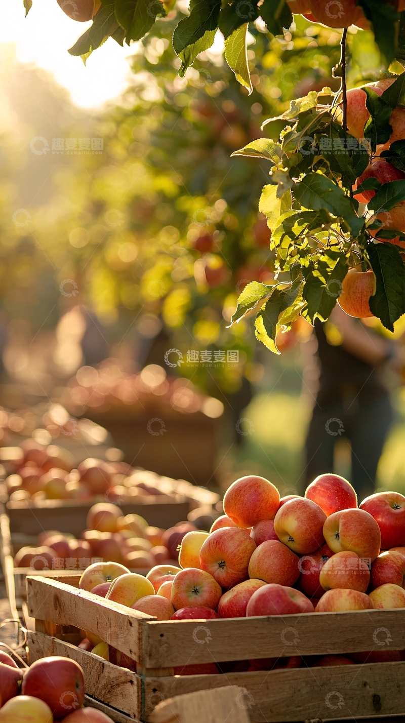 高清大图下载【趣麦麦图】秋日果园丰收苹果